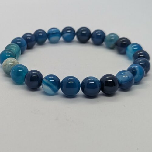 Bracelet Agate bleue, pierre de chance et d&rsquo;harmonie.