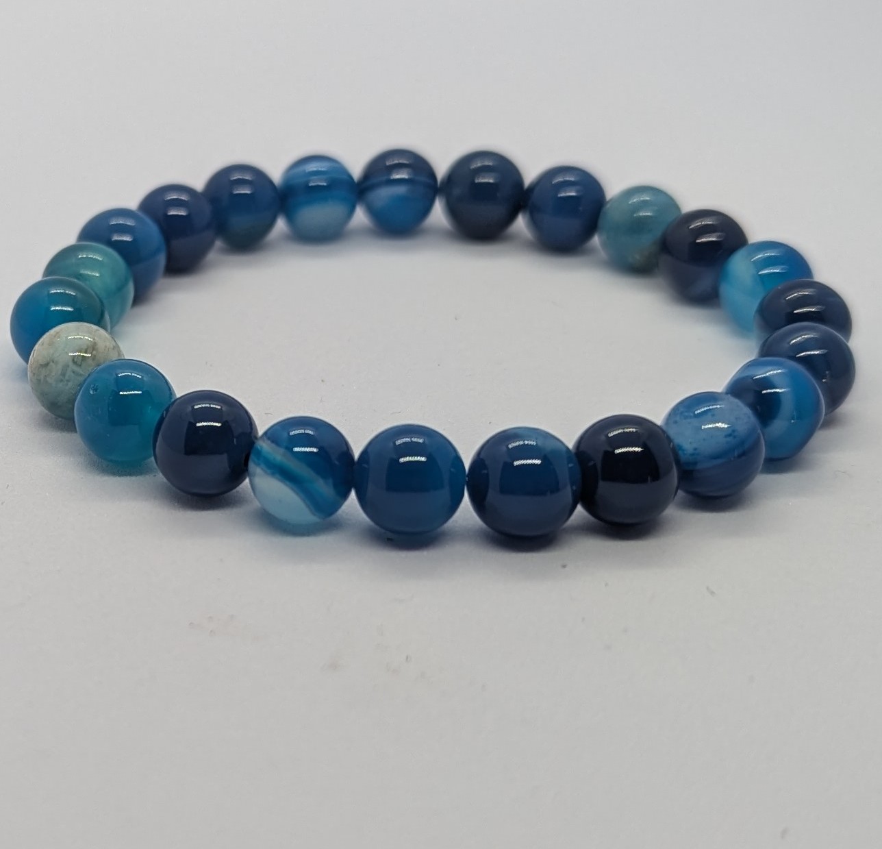 Bracelet agate teintée bleue 8mm