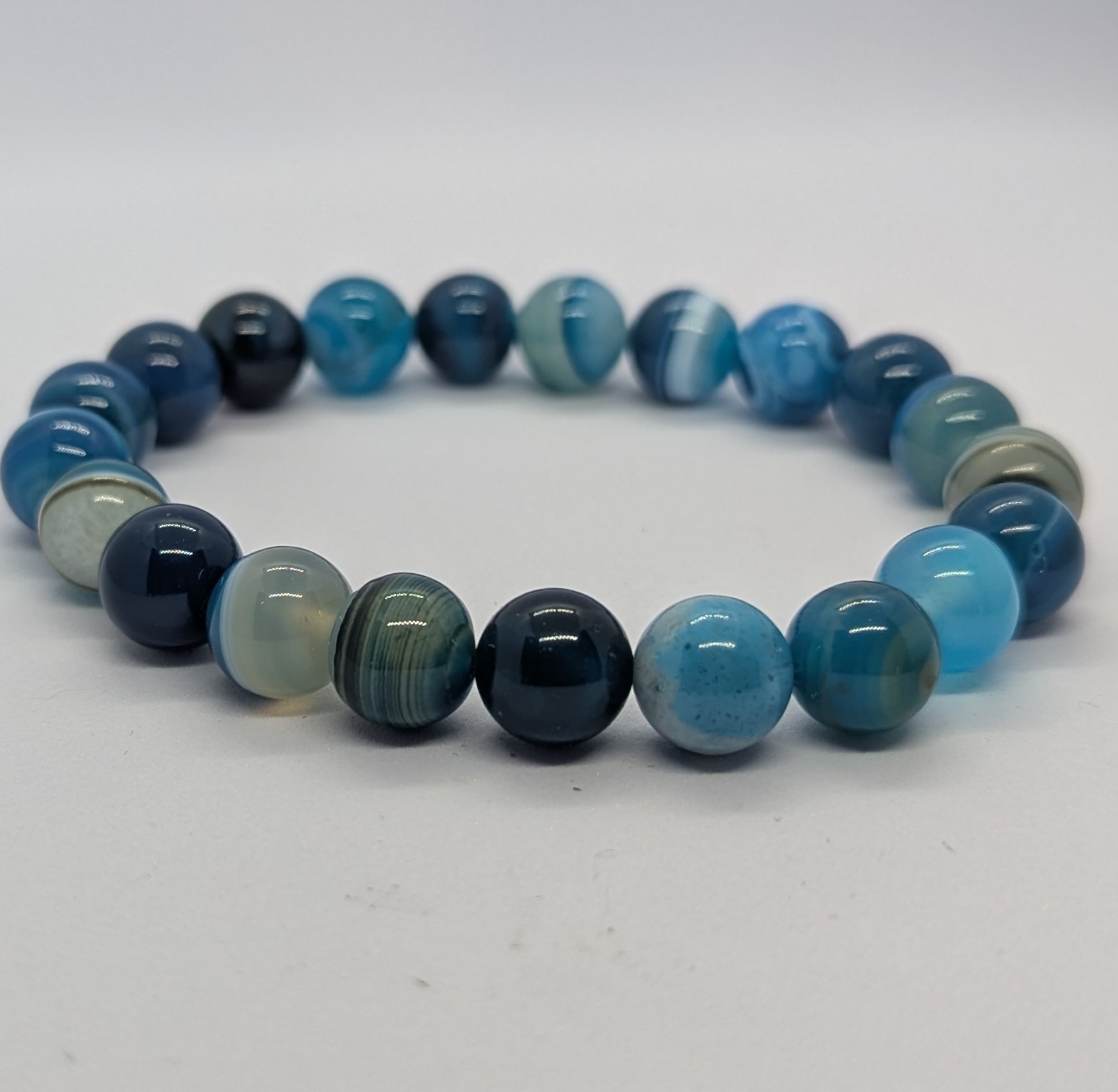 Bracelet agate bleue 10mm