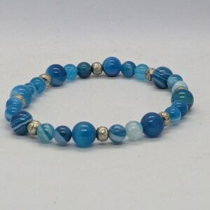 Bracelet Agate bleue, pierre de chance et d&rsquo;harmonie.