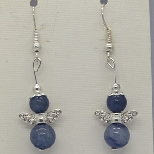Boucles d’oreilles aventurine bleue, pierre de confiance.