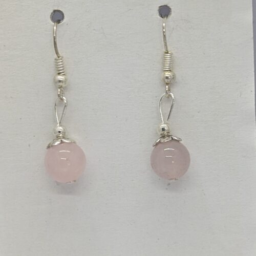 Boucles d’oreilles quartz rose, pierre de l’amour.