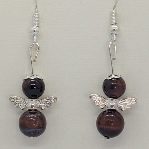Boucles d’oreilles en oeil de taureau, pierre de stabilité.