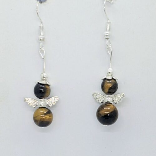 Boucles d’oreilles oeil de tigre, pierre de protection.