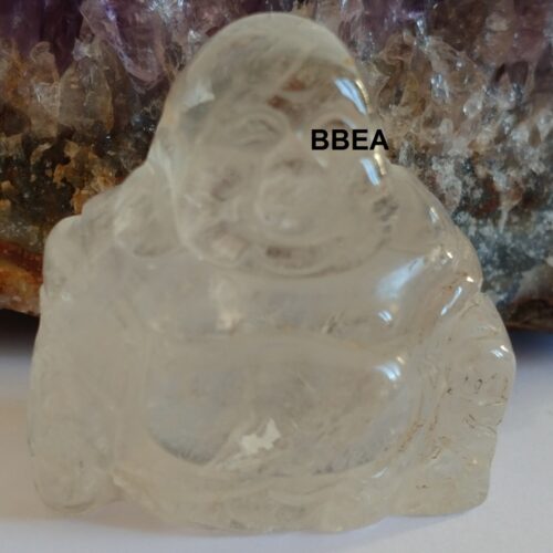 Bouddha en cristal de roche, pierre de recentrage.