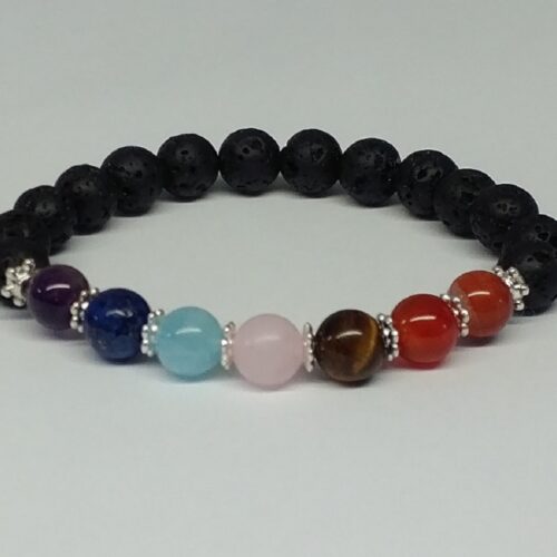 Bracelet pierre de lave et 7 chakras.