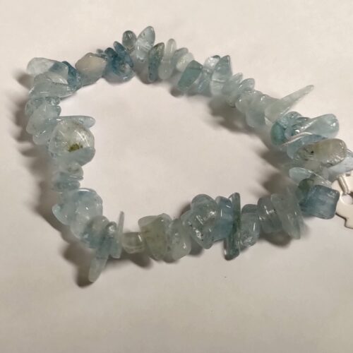 Bracelet aigue-marine chips, pierre d’apaisement.