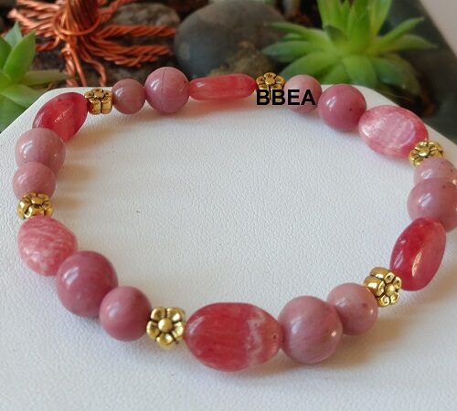 Bracelet en rhodochrosite, pierre contre la jalousie.