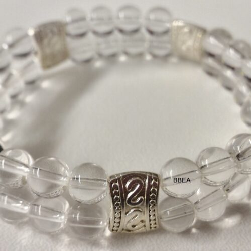Bracelet double en cristal de roche, pierre de clarté mentale.