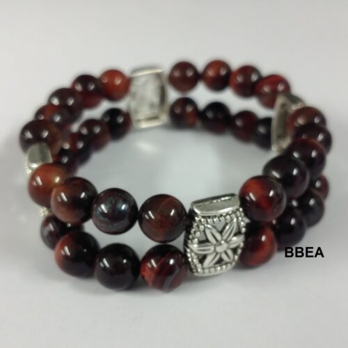 Bracelet double en oeil de taureau, pierre de stabilité.