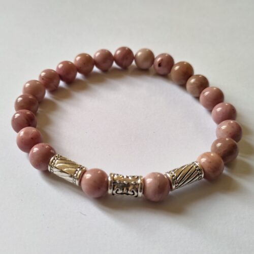 Bracelet homme en rhodochrosite, pierre contre la jalousie.