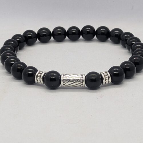 Bracelet homme en obsidienne noire.