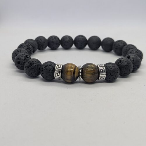 Bracelet homme pierre de lave, pierre du karma.