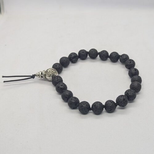 Bracelet Tibétain en pierre de lave, pierre du karma.