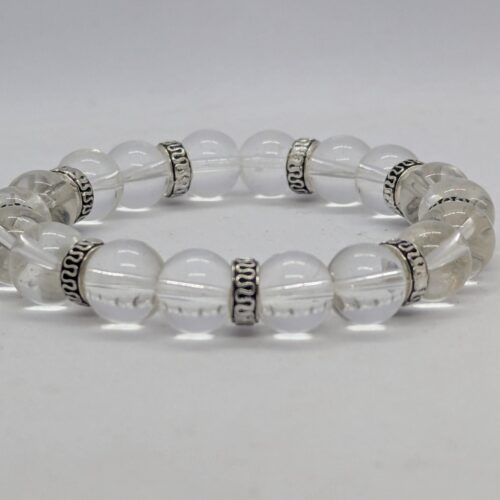 Bracelet homme en cristal de roche, pierre de clarté mentale.