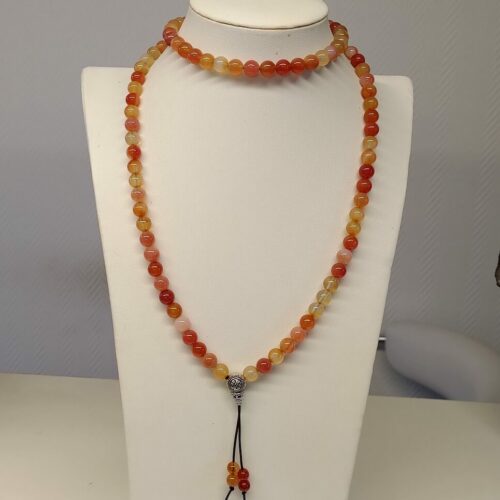 Mala Tibétain en cornaline, pierre des blocages.
