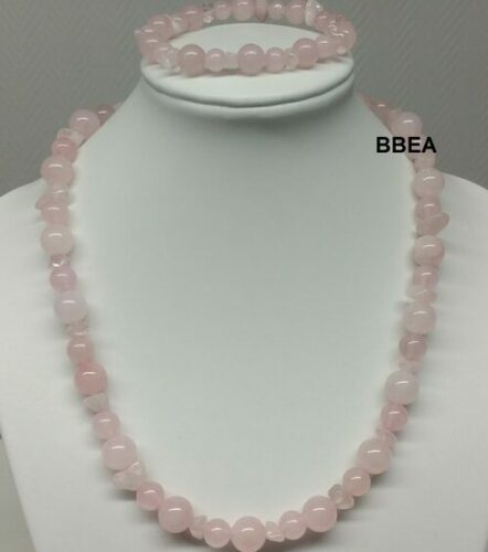 Parure quartz rose, pierre de l’amour.