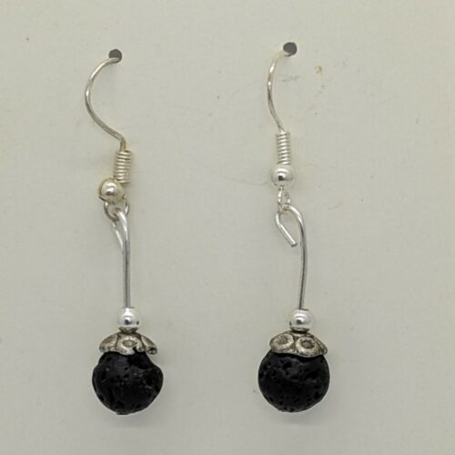 Boucles d’oreilles en pierre de lave, pierre du karma.