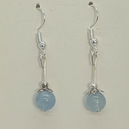 Boucles d’oreilles calcite bleue, pierre de la détente.