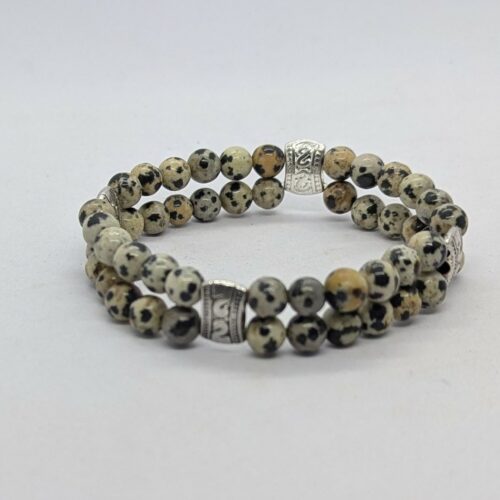 Bracelet double jaspe dalmatien.