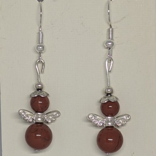 Boucles d’oreilles jaspe rouge, pierre d’ancrage.