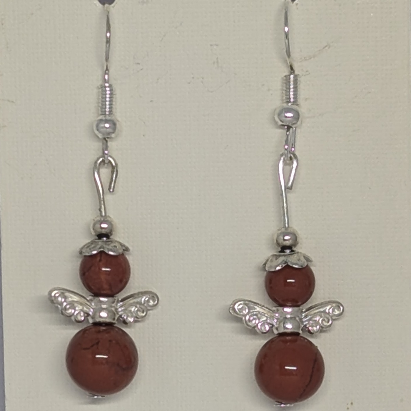 Boucles d'oreilles jaspe rouge