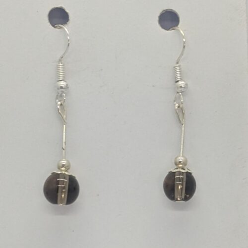 Boucles d’oreilles quartz fumé, pierre de la lucidité.