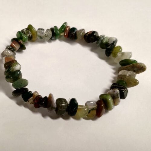 Bracelet chips agate mousse, pierre de recentrage.