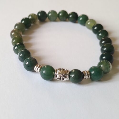 Bracelet homme agate mousse, pierre de recentrage.