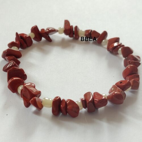 Bracelet chips jaspe rouge, pierre d’ancrage.