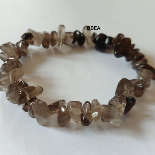 Bracelet chips quartz fumé, pierre de la lucidité.