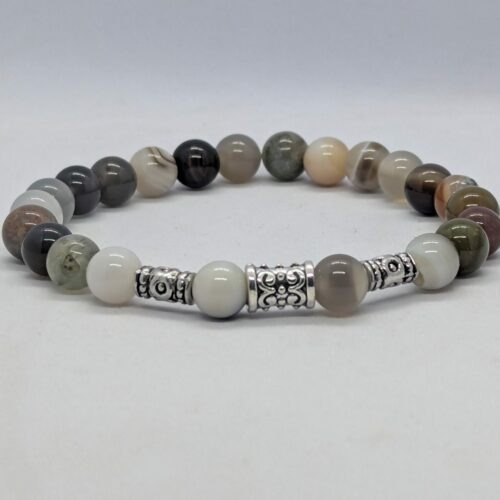 Bracelet homme en agate de Botswana, pierre de stabilité.