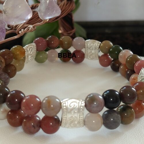 Bracelet double agate indienne, pierre de chance.