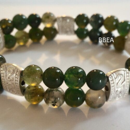 Bracelet double agate mousse, pierre de recentrage.