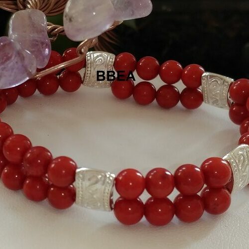 Bracelet double corail, pierre de vitalité.
