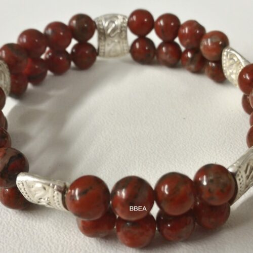 Bracelet double jaspe rouge, pierre d’ancrage.