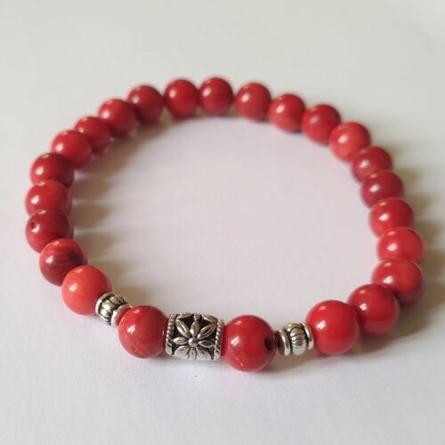 Bracelet homme corail, pierre de vitalité.