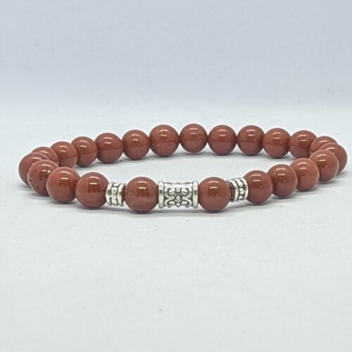 Bracelet homme jaspe rouge, pierre d’ancrage.