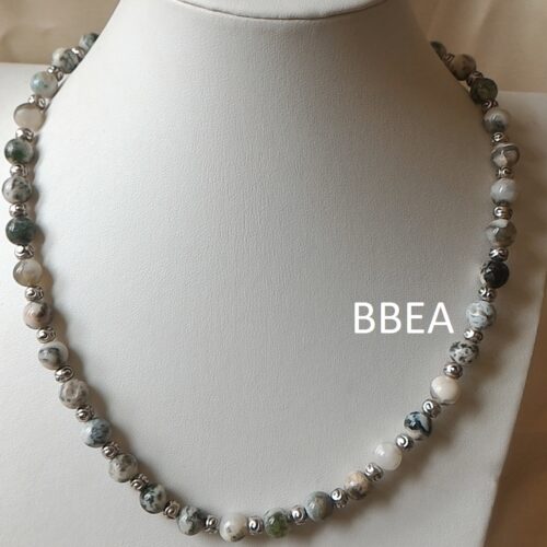 Collier agate arbre, pierre d’harmonie.