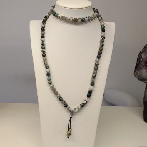 Mala Tibétain agate arbre, pierre d’harmonie.