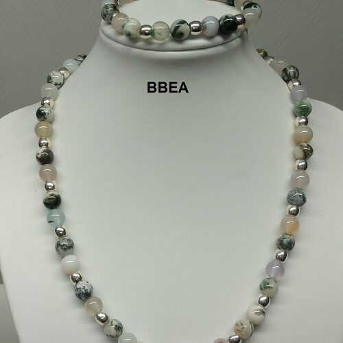 Parure agate arbre, pierre d’harmonie.