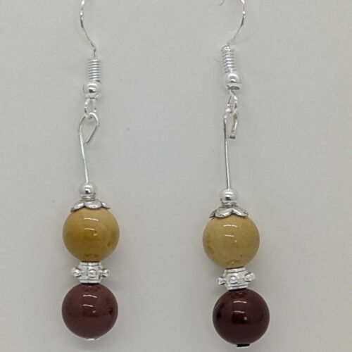 Boucles d’oreilles jaspe mokaïte, pierre de vitalité.