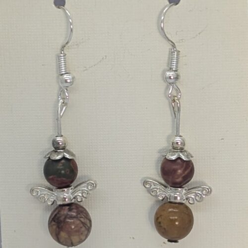 Boucles d’oreilles jaspe picasso, pierre des projets.