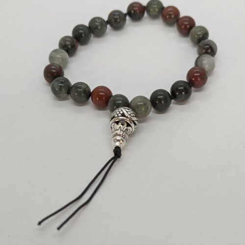 Bracelet Tibétain jaspe héliotrope, pierre de vitalité.