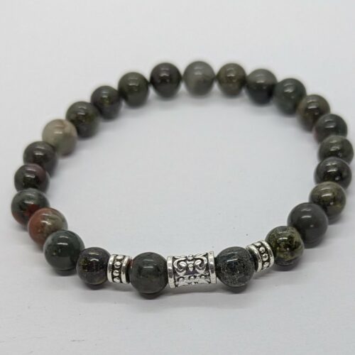 Bracelet homme jaspe héliotrope, pierre de vitalité.